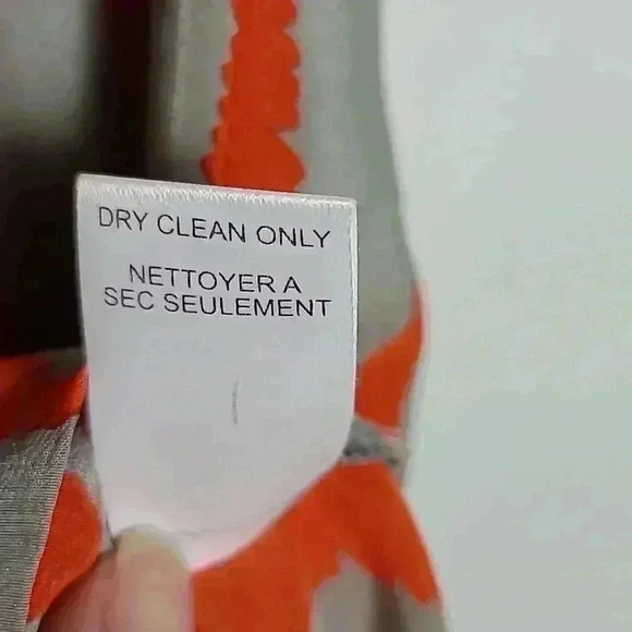 Nanette Lepore Grey/Orange Striped 100% Silk Short Sleeve Top Size 8 - Picture 6 of 12